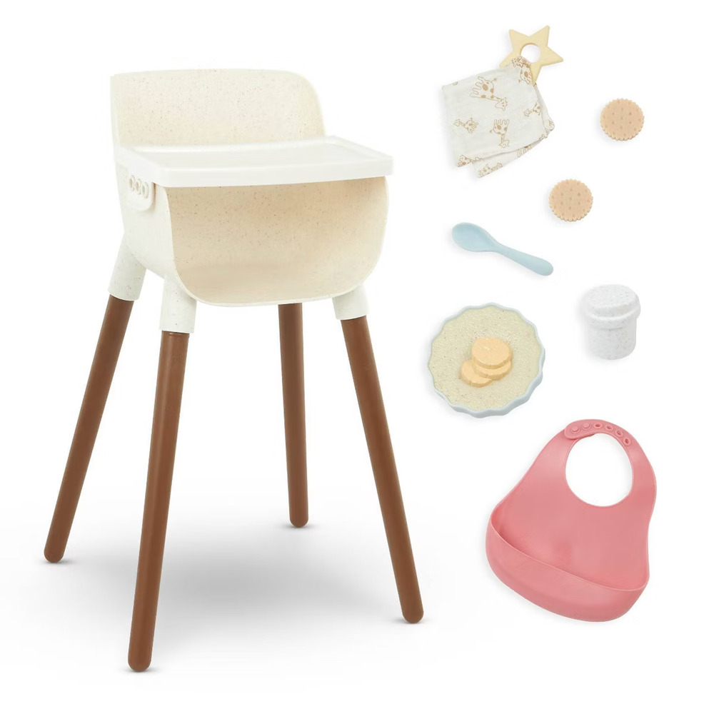 LullaBaby Doll High Chair and Accessories Set: Includes Play Food for 14" Doll